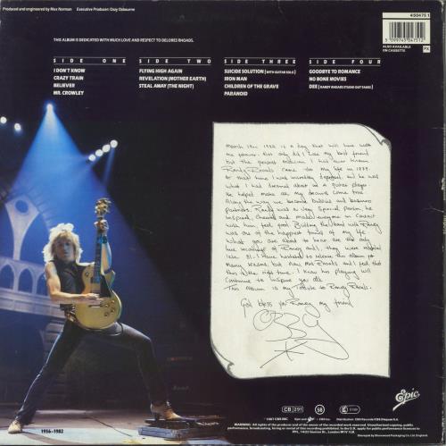 Ozzy Osbourne Tribute - Stickered + Poster UK 2-LP vinyl
